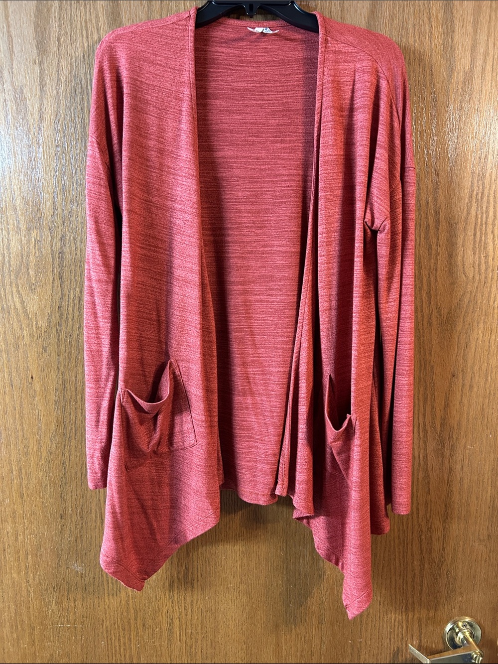 Mudd Large Open-Front Red Pocket Cardigan Sweater